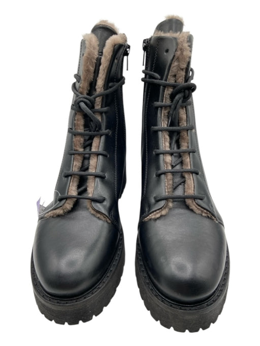 Patrizia Bonfanti Shoe Size 36 Black & Gray Leather Faux Fur Lining Booties Black & Gray / 36