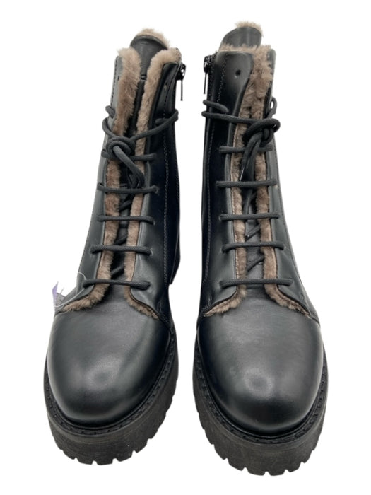 Patrizia Bonfanti Shoe Size 36 Black & Gray Leather Faux Fur Lining Booties Black & Gray / 36