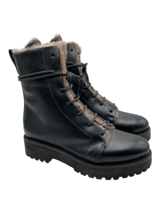 Patrizia Bonfanti Shoe Size 36 Black & Gray Leather Faux Fur Lining Booties Black & Gray / 36