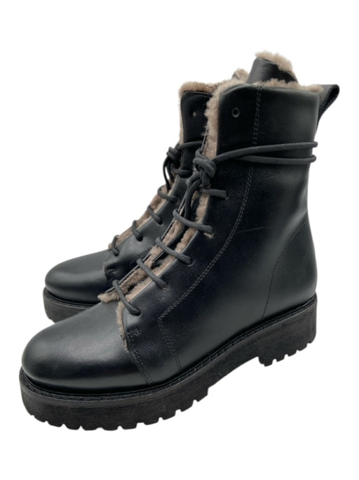 Patrizia Bonfanti Shoe Size 36 Black & Gray Leather Faux Fur Lining Booties Black & Gray / 36