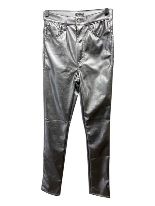 Mother Size 26 Silver PU leather 5 Pocket Skinny Pants Silver / 26