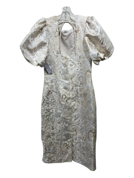 Sugarlips Size Medium Cream & Gold Polyester & Spandex Brocade Floral Dress Cream & Gold / Medium