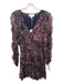 Cleobella Size M Purple, Green & Navy Long Sleeve Paisley V Neck Dress Purple, Green & Navy / M