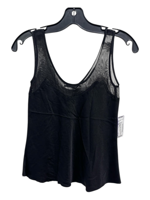 Brazeau Tricot Size XS Black Cotton & Silk Mesh Detail Sleeveless Cami Top Black / XS