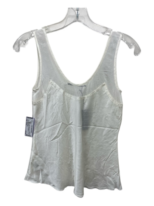 Brazeau Tricot Size Small Cream Cotton & Silk Mesh Detail Sleeveless Cami Top Cream / Small