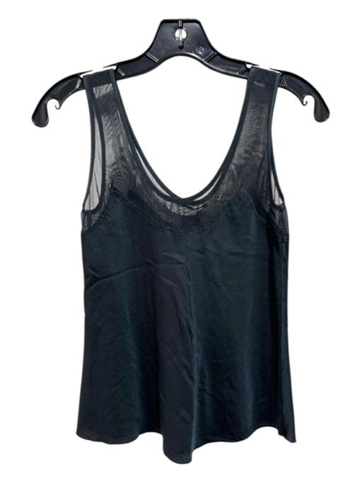 Brazeau Tricot Size Small Steel Blue Cotton & Silk Mesh Detail Sleeveless Top Steel Blue / Small