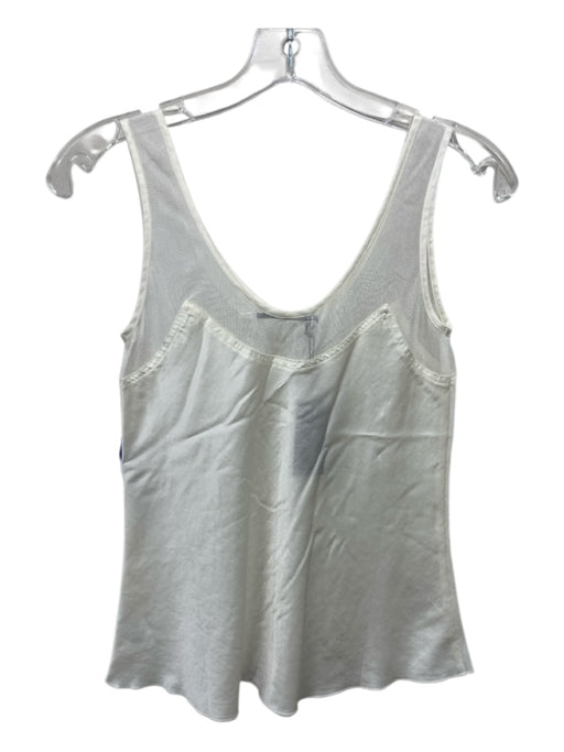 Brazeau Tricot Size Small Cream Cotton & Silk Mesh Detail Sleeveless Cami Top Cream / Small