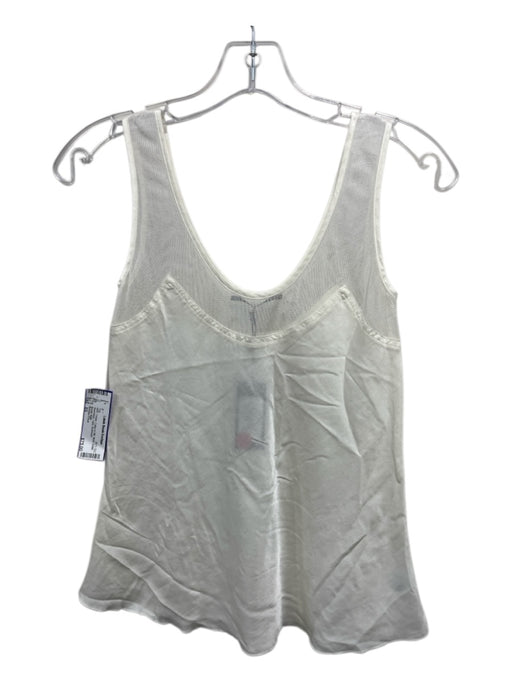 Brazeau Tricot Size XS Cream Cotton & Silk Mesh Detail Sleeveless Cami Top Cream / XS