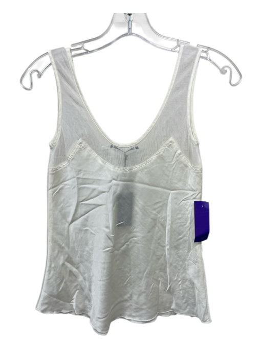 Brazeau Tricot Size XS Cream Cotton & Silk Mesh Detail Sleeveless Cami Top Cream / XS