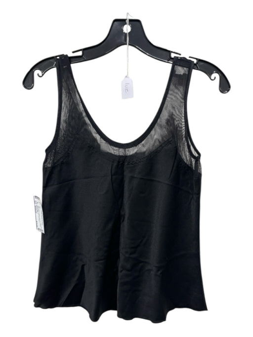 Brazeau Tricot Size Medium Black Cotton & Silk Mesh Detail Sleeveless Cami Top Black / Medium