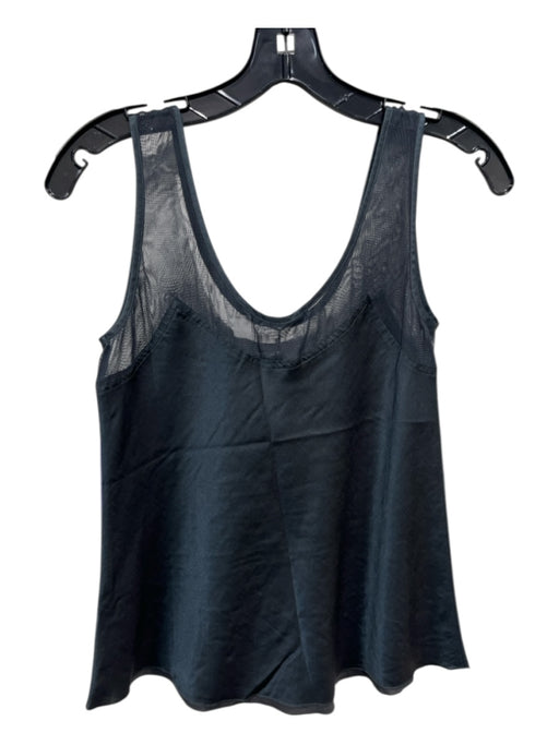 Brazeau Tricot Size Medium Steel Blue Cotton & Silk Mesh Detail Sleeveless Top Steel Blue / Medium
