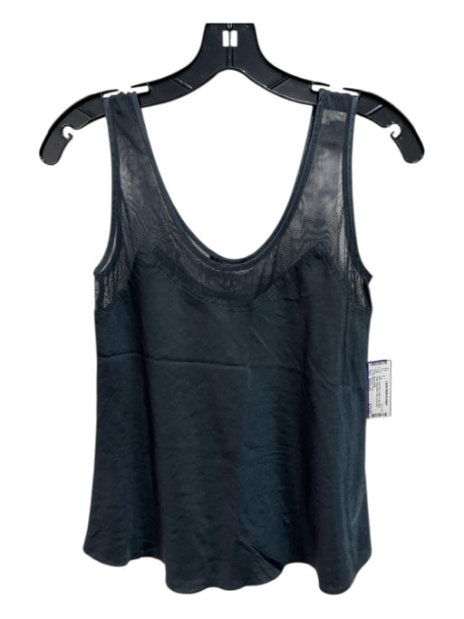 Brazeau Tricot Size Medium Steel Blue Cotton & Silk Mesh Detail Sleeveless Top Steel Blue / Medium