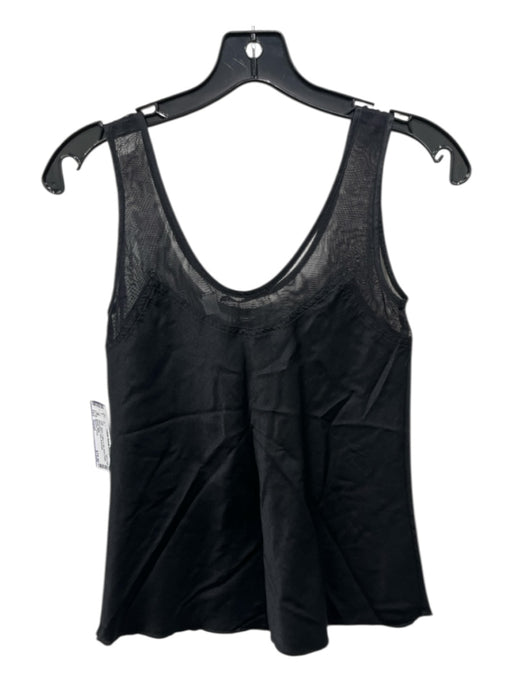 Brazeau Tricot Size Small Black Cotton & Silk Mesh Detail Sleeveless Cami Top Black / Small
