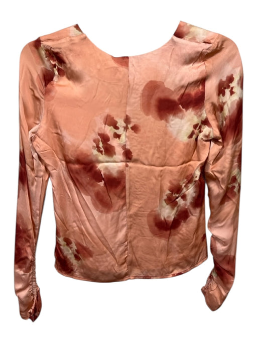 Mariacher Size XS Orange, Cream & Red Rayon Long Sleeve Tie Dye V Neck Top Orange, Cream & Red / XS