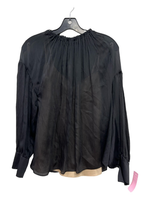 Vince Size XS Black Silk Slip Incld Long Puff Sleeve Elastic Neck Top Black / XS