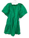 A.L.C. Size 4 Green Cotton Short Sleeve V Neck Tiered Gathered Detail Dress Green / 4