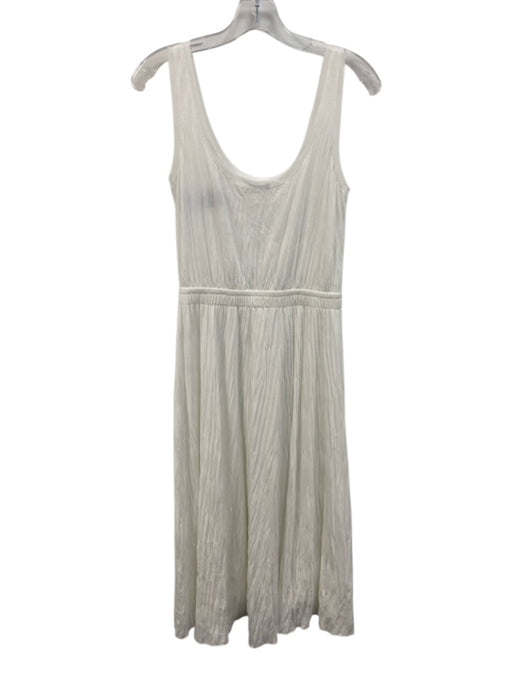 Vince Size XS White Polyester Blend Sleeveless Scrunched Elastic Waist Dress White / XS