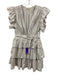 Ulla Johnson Size 4 Cream Gray Cotton Ruffle Cap Sleeve V Neck Tiered Dress Cream Gray / 4
