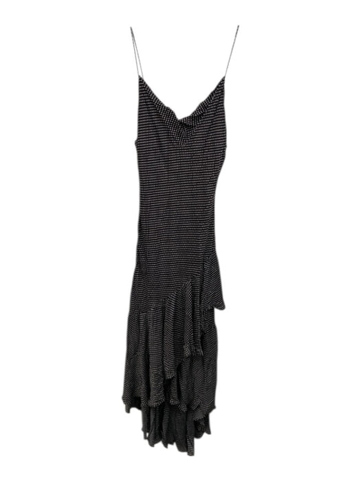 Alice + Olivia Size 4 Black & White Viscose Polka Dots Spaghetti Strap Dress Black & White / 4