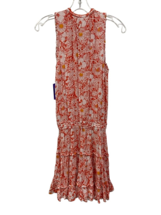Poupette St. Barth Size S White, Orange & Yellow Viscose Floral Sleeveless Dress White, Orange & Yellow / S