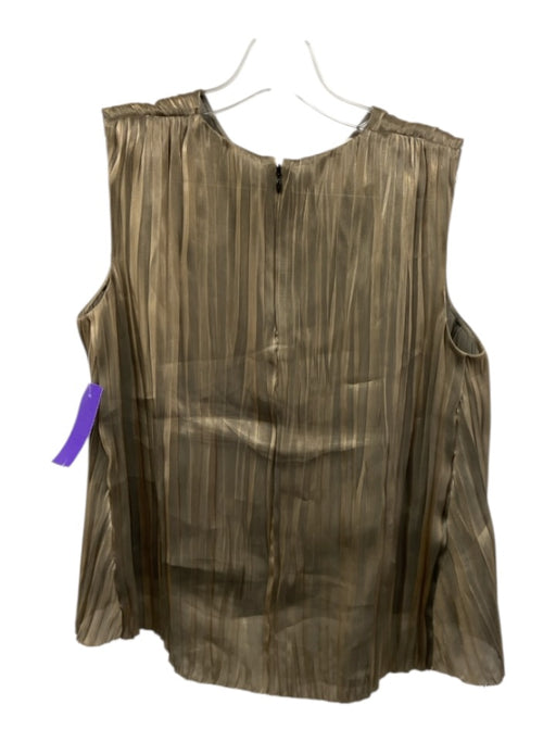 Vince Size XS Olive Gold Polyester Shimmer Accordion Pleat Sleeveless Skirt Set Olive Gold / XS