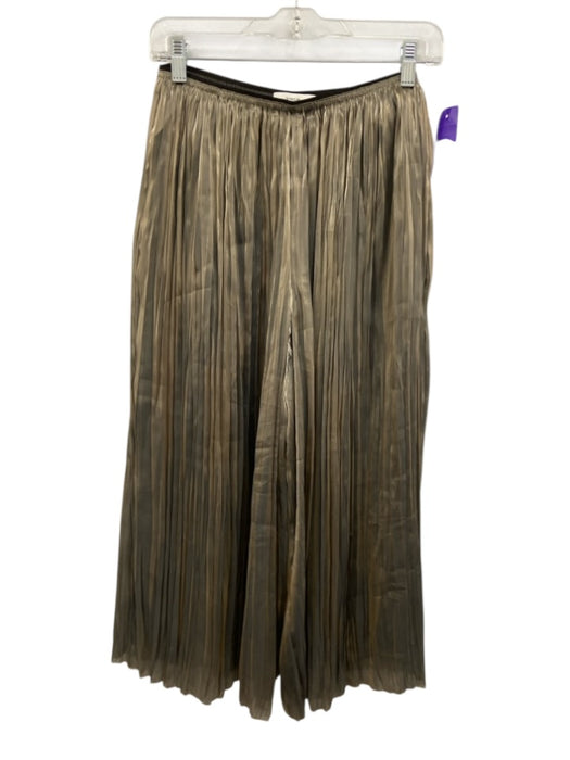Vince Size XS Olive Gold Polyester Shimmer Accordion Pleat Sleeveless Skirt Set Olive Gold / XS