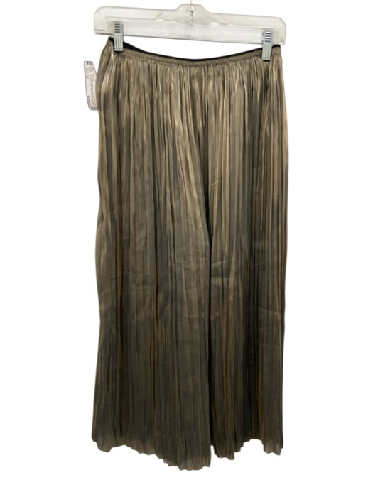 Vince Size XS Olive Gold Polyester Shimmer Accordion Pleat Sleeveless Skirt Set Olive Gold / XS