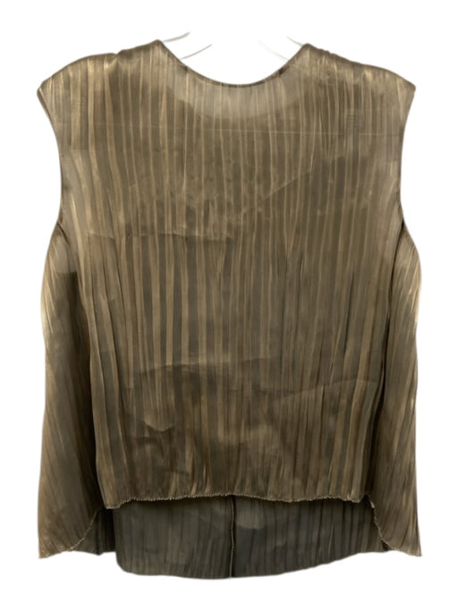 Vince Size XS Olive Gold Polyester Shimmer Accordion Pleat Sleeveless Skirt Set Olive Gold / XS