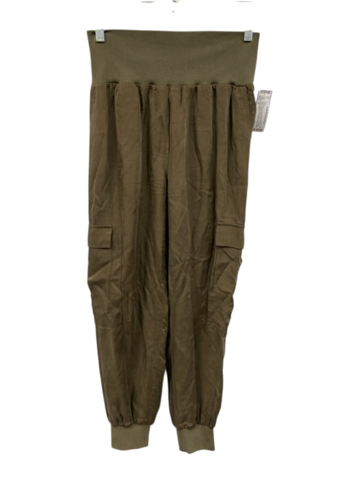 Cinq a Sept Size S Olive Green Cupro Elastic Waistband Utility Pockets Pants Olive Green / S