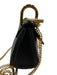 Chloe Black Leather Flap Top Toggle Close Chain Strap Pouch Bag Black