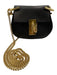 Chloe Black Leather Flap Top Toggle Close Chain Strap Pouch Bag Black