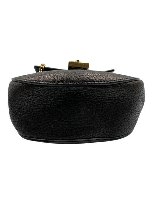Chloe Black Leather Flap Top Toggle Close Chain Strap Pouch Bag Black