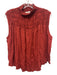 Frame Size S Brick Red Viscose Sleeveless Shirred Top high neck Gathered Top Brick Red / S