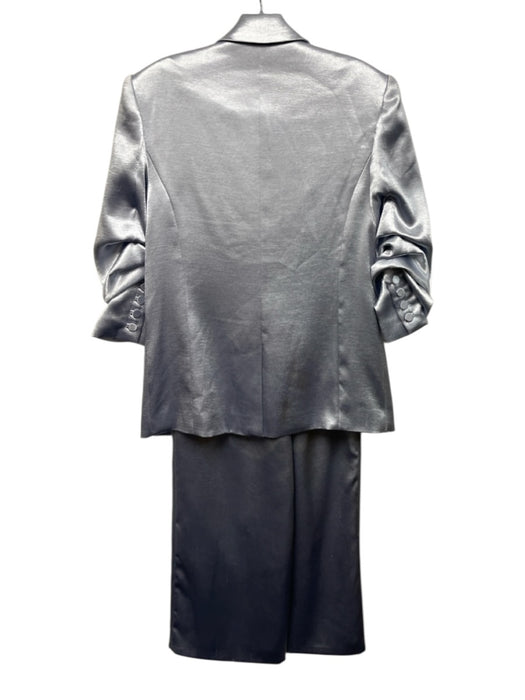Cinq a Sept Size S/2 Silver Polyester Metallic Elastic Waistband Blazer Pant Set Silver / S/2