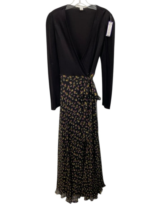 Diane Von Furstenberg Size 6 Black & Multi No Fabric Tag Wrap Tie Waist Dress Black & Multi / 6