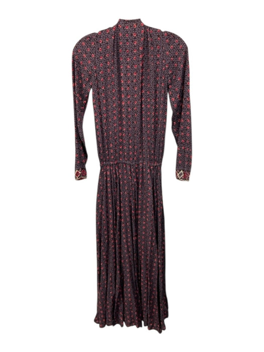 Natalie Martin Size XS purple & pink Rayon Floral 1/4 Button Long Sleeve Dress purple & pink / XS
