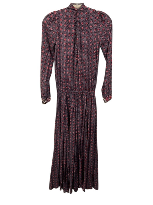 Natalie Martin Size XS purple & pink Rayon Floral 1/4 Button Long Sleeve Dress purple & pink / XS