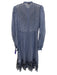 Temperley Size 4 Blue Silk Blend Button Front Embroidered Plaid Dress Blue / 4