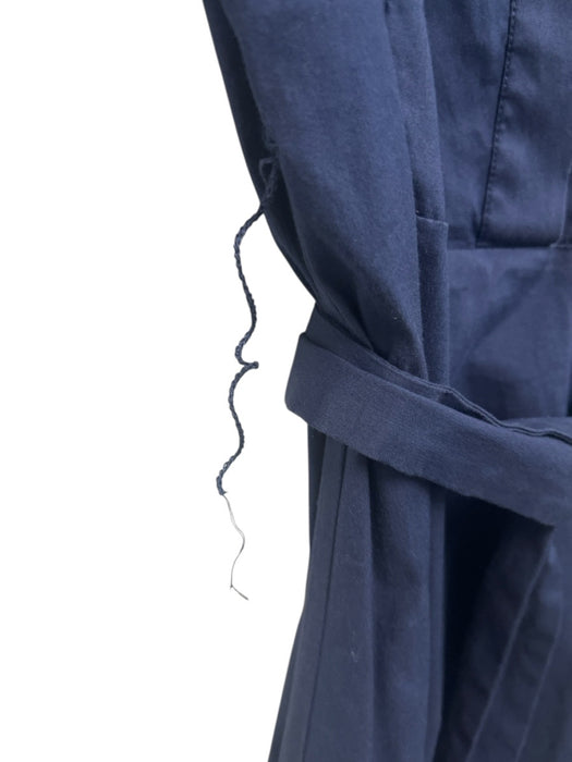 Lafayette 148 Size 4 Navy Cotton 1/2 Button Long Sleeve Tie Belt Dress Navy / 4
