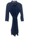 Lafayette 148 Size 4 Navy Cotton 1/2 Button Long Sleeve Tie Belt Dress Navy / 4