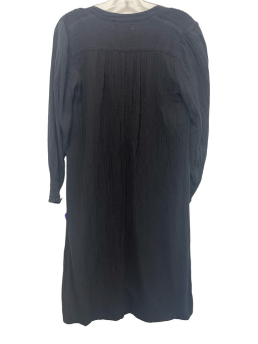 XiRENA Size S Black Cotton V Ankle Tie belt Gauze Long Sleeve Dress Black / S