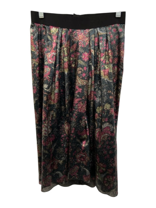 Isabel Marant Size 38 Green & Multi Silk Blend Elastic Waist Metallic Skirt Green & Multi / 38