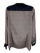 Tory Burch Size 4 Blue & Tan Silk Blend Geo Print V Neck Long Sleeve Top Blue & Tan / 4