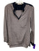 Tory Burch Size 4 Blue & Tan Silk Blend Geo Print V Neck Long Sleeve Top Blue & Tan / 4