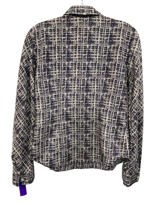 Theory Size S Navy & white Silk Printed Button Front Long Sleeve Top Navy & white / S
