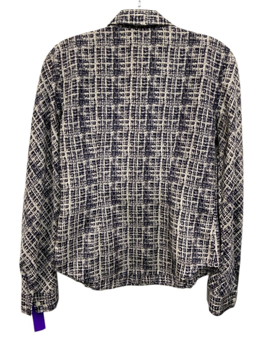 Theory Size S Navy & white Silk Printed Button Front Long Sleeve Top Navy & white / S