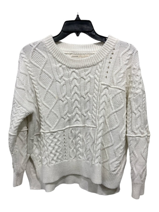 Pilcro Size XS White Cotton Cable Knit Long Sleeve Sweater White / XS