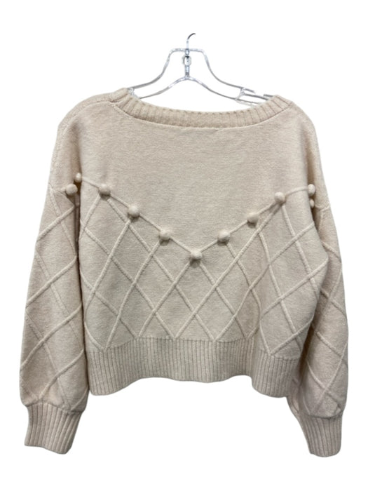 Pomander Place Size XS Cream Acrylic Diamante Pom Pom Crop Flare Sweater Cream / XS