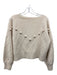 Pomander Place Size XS Cream Acrylic Diamante Pom Pom Crop Flare Sweater Cream / XS