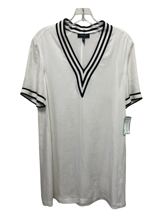 Rag & Bone Size XXS White & Black Triacetate Varsity Stripe Short Sleeve Dress White & Black / XXS